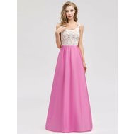 Růžové dlouhé šaty s bílým topem 38-40