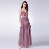 Růžové dlouhé plesové šaty glamour 40-42
