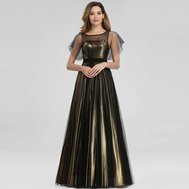 Zlaté černé dlouhé plesové šaty 36