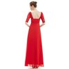 červené dlouhé šaty s krátkým rukávem na svatbu ples pro plnoštíhlé