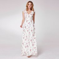 Bílé dlouhé letní šaty se vzorem 34-36