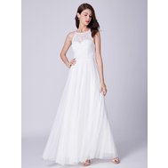 Bílé dlouhé svatební šaty za krk 36