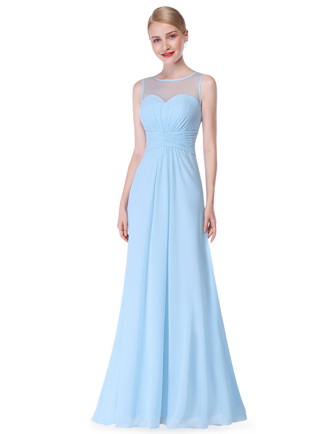Bledě modré dlouhé společenské šaty 42 XL na svatbu ...