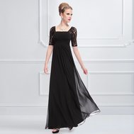Černé dlouhé šaty s rukávem elegantní 36