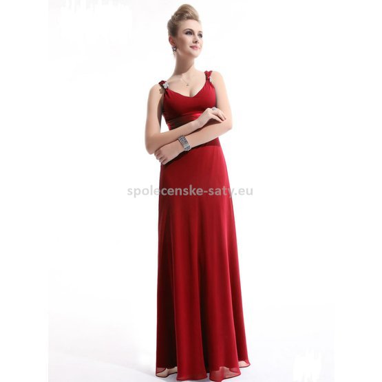 Červené dlouhé společenské plesové svatební šaty šifonové na hrubší ramínka 42 XL