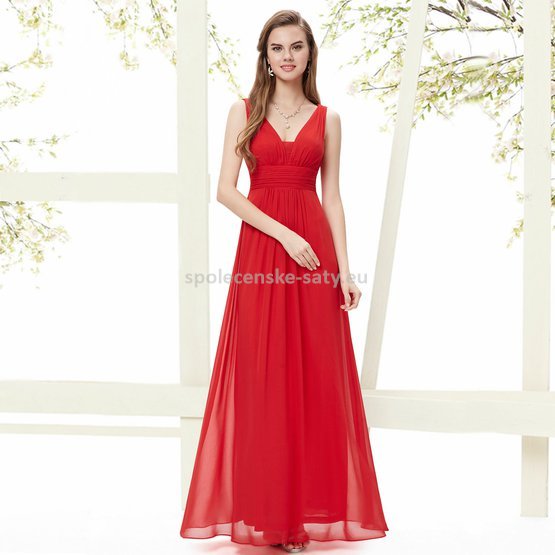 Červené dlouhé šaty na hrubší ramínka na svatbu i pro těhulky 42 XL