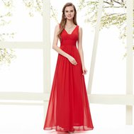 Červené dlouhé šaty na ramínka i pro těhotné 44