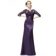 Fialové dlouhé pouzdrové šaty s rukávem elegantní 36