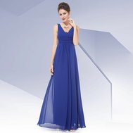 Modré dlouhé šaty na ramínka na svatbu 34-36