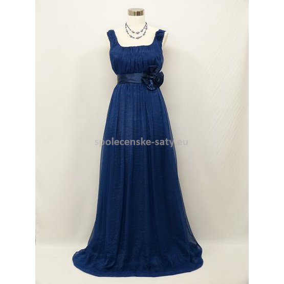 Modré empírové šaty i pro těhotné na svatbu ples nadměrná velikost 50-52