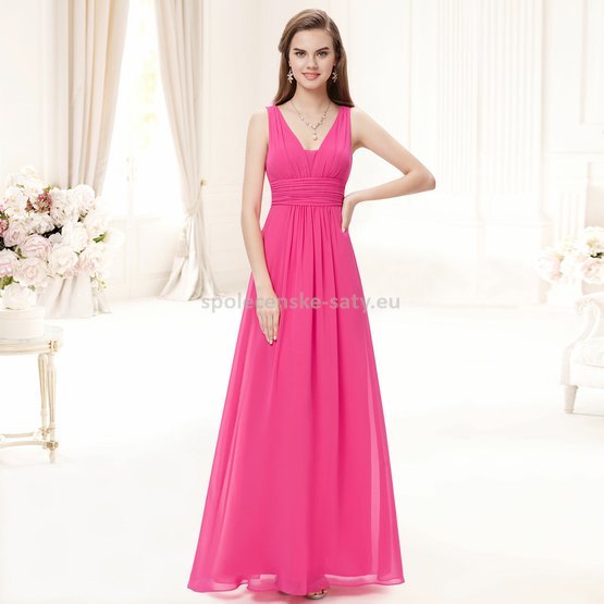 Růžové dlouhé šaty na hrubší ramínka na svatbu i pro těhulky 40 L