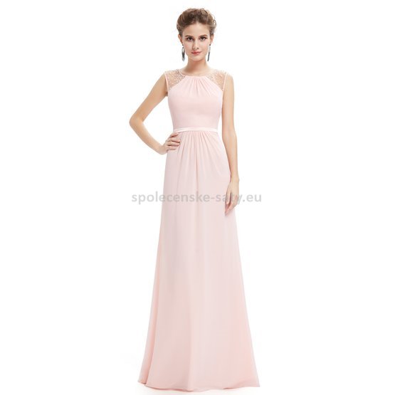 Růžové dlouhé společenské svatební šaty na hrubší ramínka 42 XL