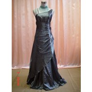 Stříbrné dlouhé společenské šaty pro plnoštíhlé 50-52
