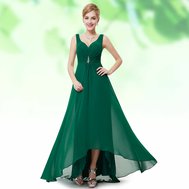 Zelené dlouhé společenské šaty vpředu kratší 34