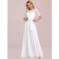 Bílé dlouhé svatební šaty s rukávem 40-42