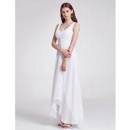 Bílé dlouhé svatební šaty vpředu kratší 36
