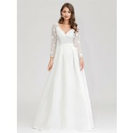 Bílé dlouhé svatební šaty s rukávem 34-36
