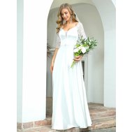 Bílé dlouhé svatební šaty s rukávem 38-40