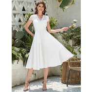Bílé krátké svatební šaty s rukávem 36