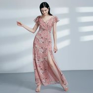 Růžové dlouhé letní šaty 44