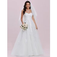 Bílé dlouhé svatební šaty s tylovou sukní 40