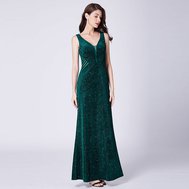 Zelené dlouhé sametové šaty na ples 40-42